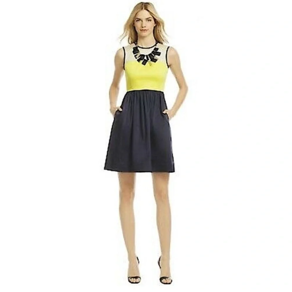 KATE SPADE Cotton Poplin Colorblock A-Line Dress Size 2